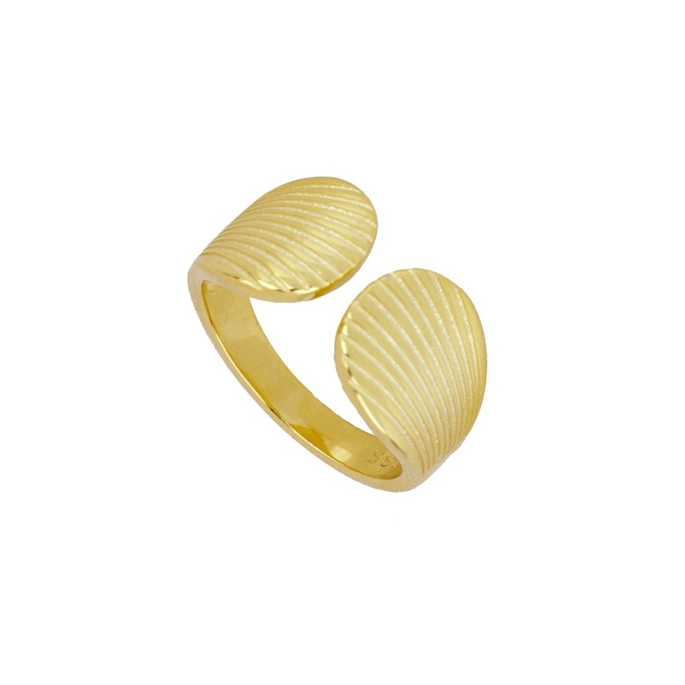 Anillo de Plata Bañado en Oro con Diseño de Conchas Marinas -Ajustable