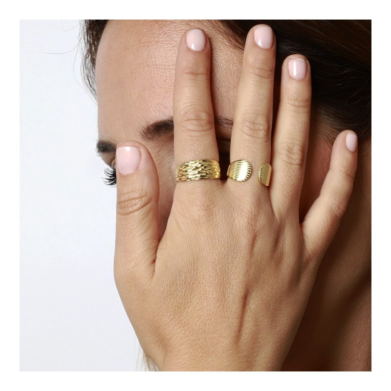 ANILLO CONCHAS MARINAS ACERO DORADO 2