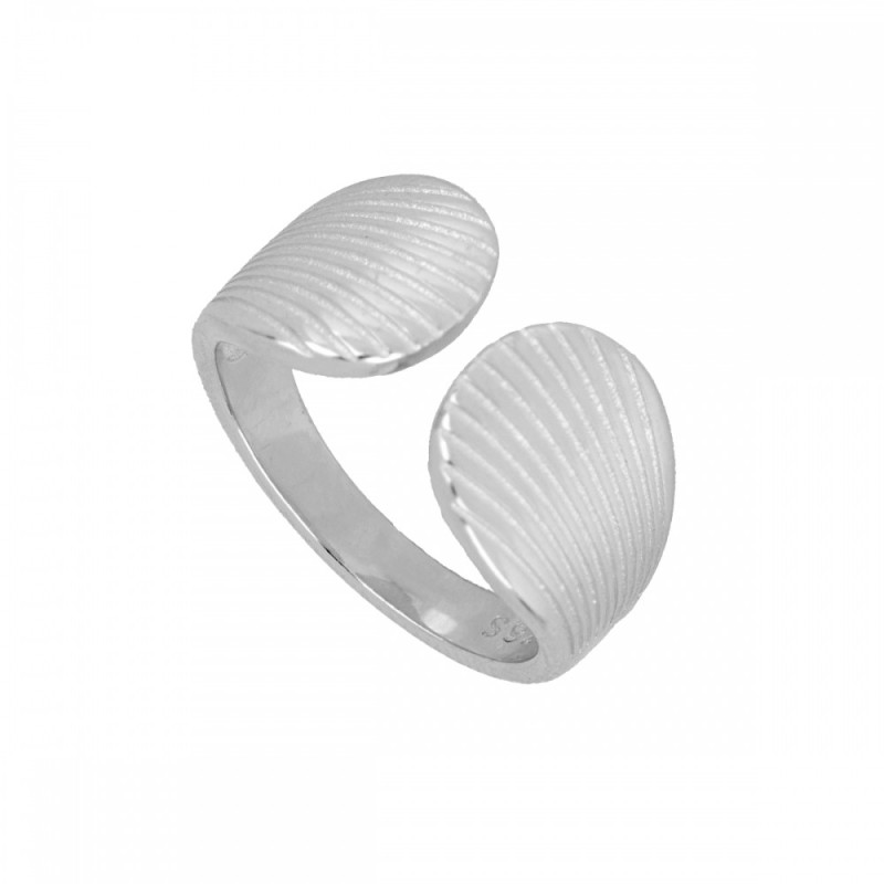 Anillo de Plata Bañado Rodio con Diseño de Conchas Marinas -Ajustable