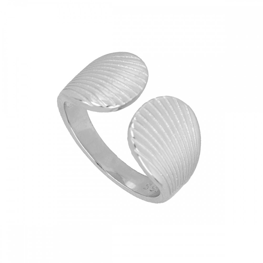 Anillo de Plata Bañado Rodio con Diseño de Conchas Marinas -Ajustable