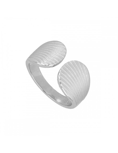 Anillo de Plata Bañado Rodio con Diseño de Conchas Marinas -Ajustable