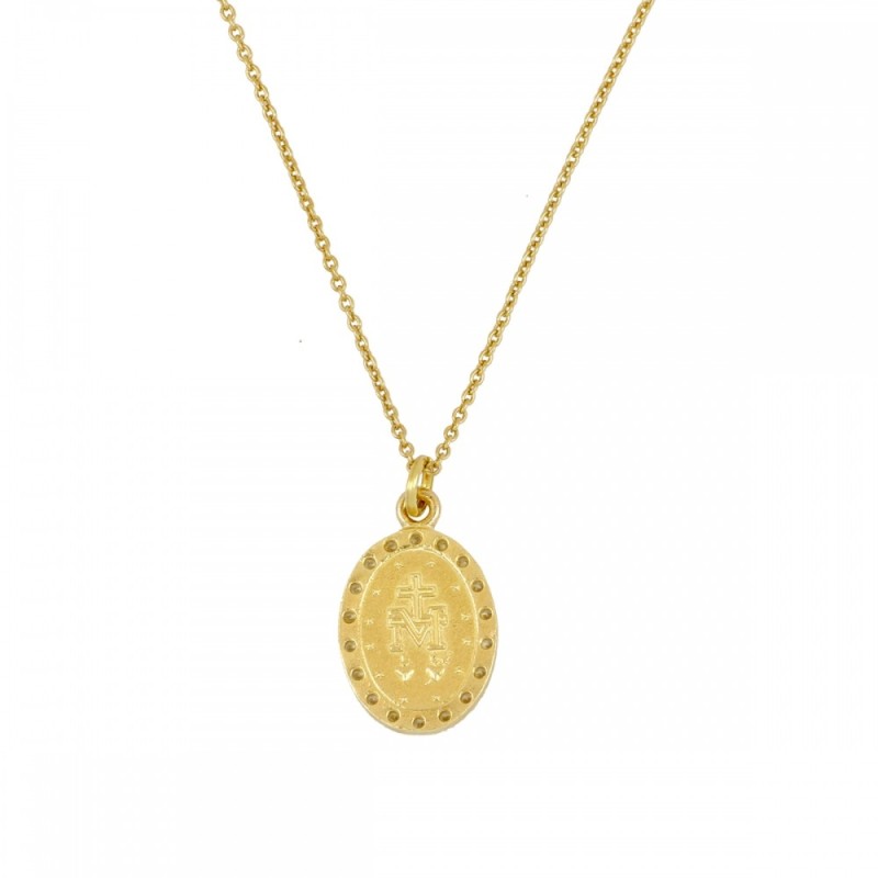 MEDALLA VIRGEN MILAGROSA EN PLATA CON BAÑO ORO 18K Y CIRCONITAS BLANCAS 2