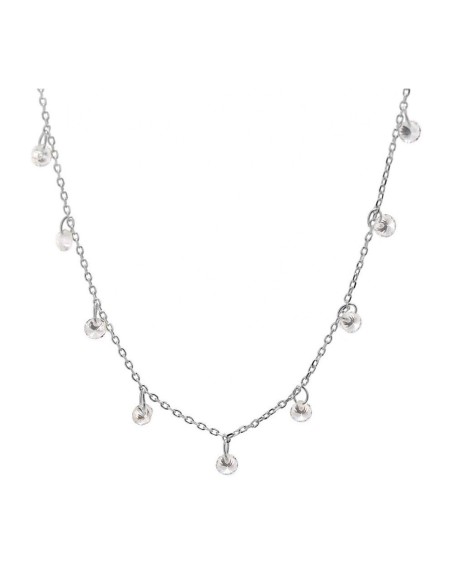 COLLAR PLATA CON 9 CIRCONITAS BLANCAS COLGANDO