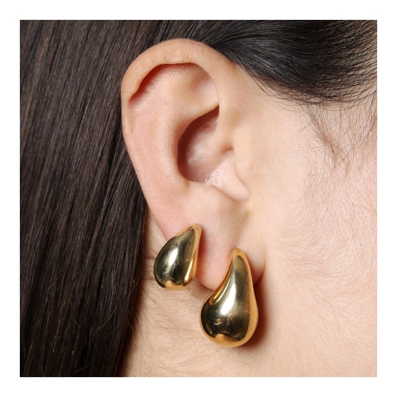 PENDIENTES  GOTA LAGRIMA EN PLATA 925 CON BAÑO ORO 18K 2