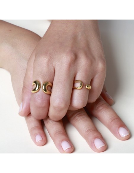 copy of ANILLO ABIERTO ONDULADO EN ACERO BAÑADO EN ORO 18K
