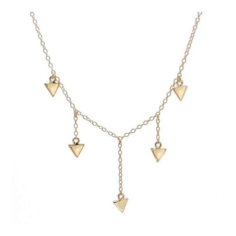 COLLAR CON 5 TRIANGULOS EN PLATA DORADA