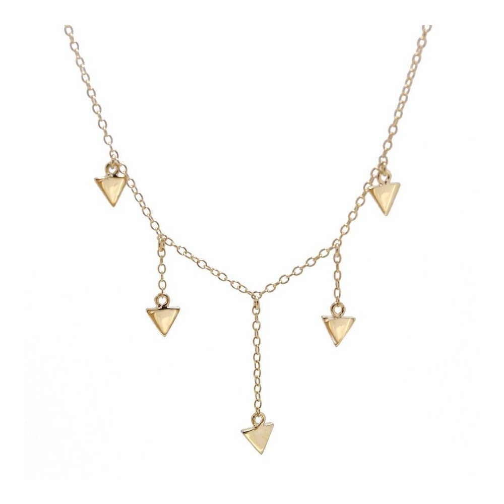 COLLAR CON 5 TRIANGULOS EN PLATA DORADA