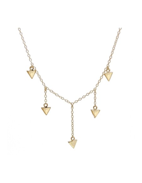 COLLAR CON 5 TRIANGULOS EN PLATA DORADA