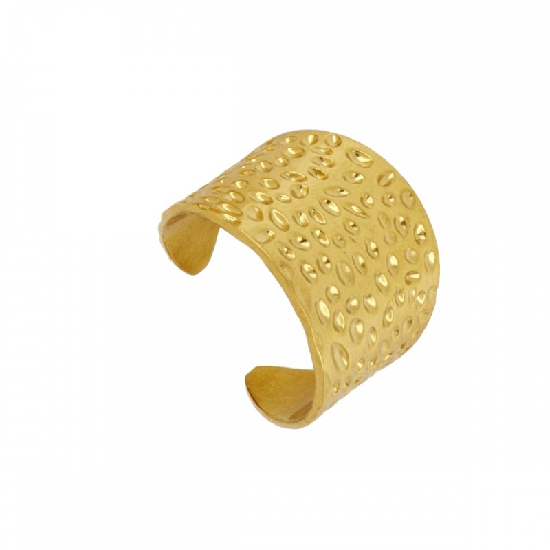 ANILLO  RELIEVE ROCIO ABIERTO ACERO DORADO