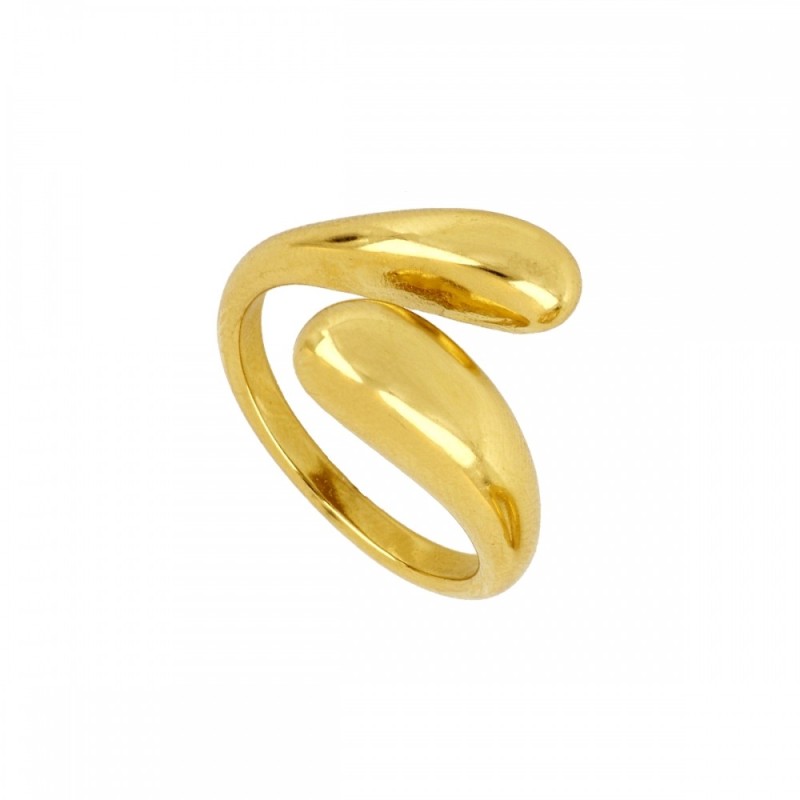 ANILLO GRUESO  CRUZADO ABIERTO  DE ACERO DORADO