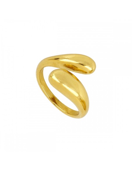 ANILLO GRUESO  CRUZADO ABIERTO  DE ACERO DORADO