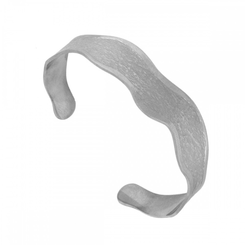 Pulsera Esclava de Acero ondulado con superficie mate rugosa y delinea