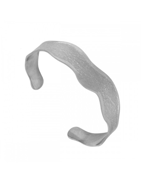Pulsera Esclava de Acero ondulado con superficie mate rugosa y delinea