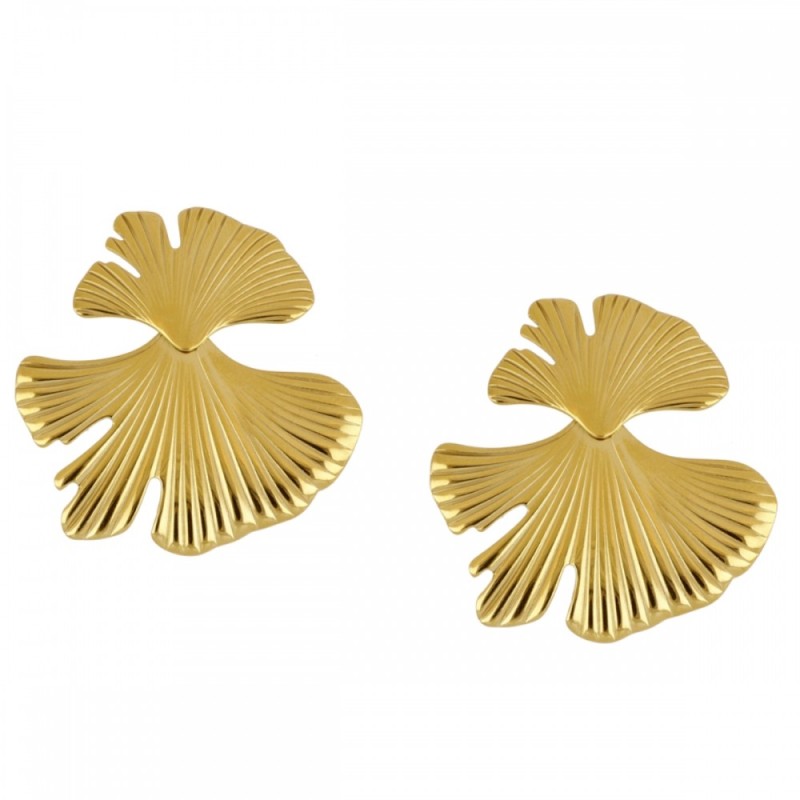 Pendientes dorados Hoja de Ginkgo Biloba Diseño chic y elegante