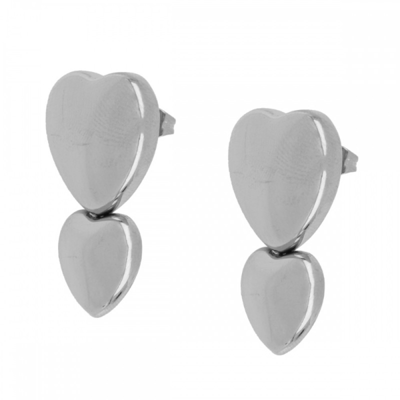 copy of PENDIENTES DOBLE CORAZÓN ABOMBADO GLAM ACERO DORADO