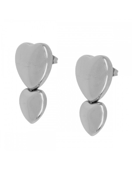 Pendientes  Corazón Glam en Acero| Diseño Doble Corazón