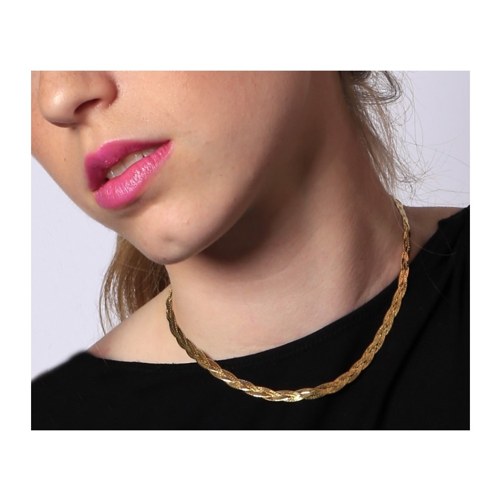 COLLAR MAGIC TRENZADO de 5MM de espesor en Plata DORADA