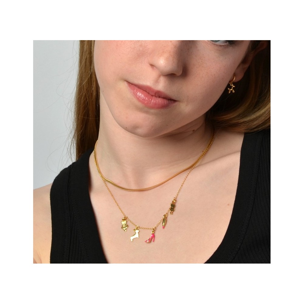 COLLAR PERSONALIZABLE CHARM DREAMS EN PLATA BAÑADA EN ORO 18K