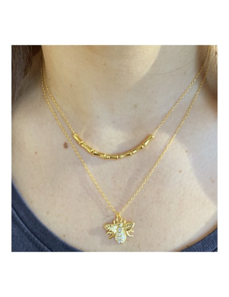 COLLAR CON 7 TRONQUITOS MOVILES PLATA DORADA