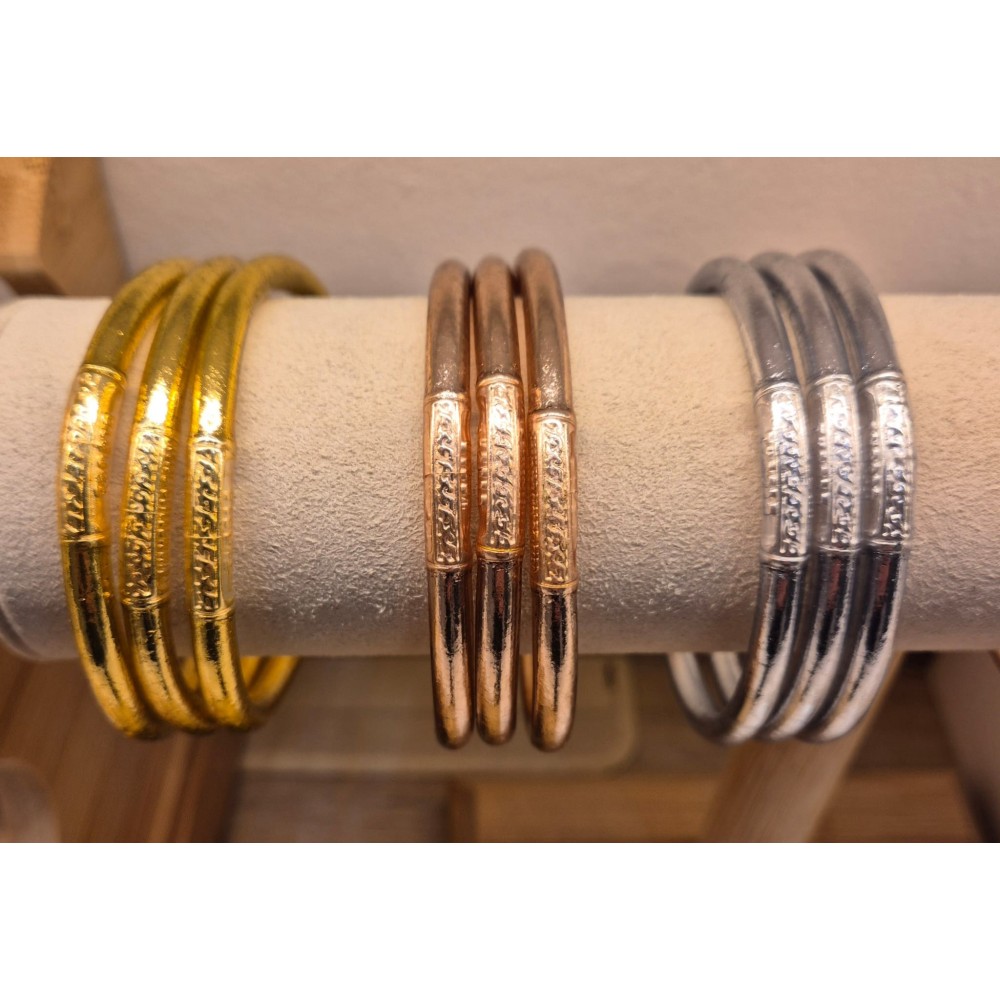 Pack 3 Pulseras Budistas Tibetana de Pan de Oro y Mantras