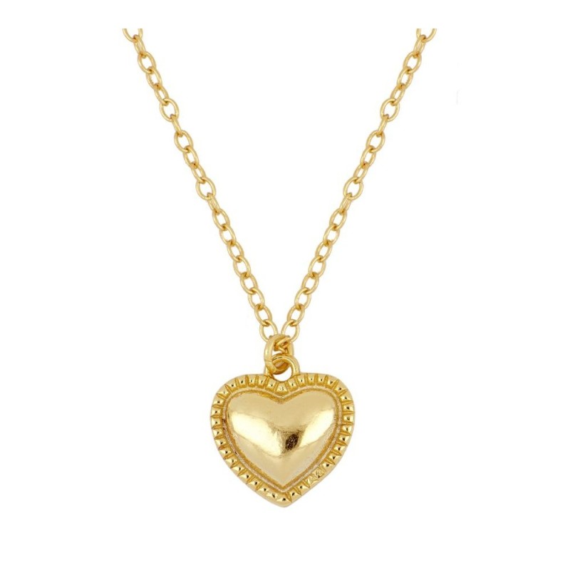 COLLAR CON COLGANTE CORAZON EN RELIEVE PLATA DORADA