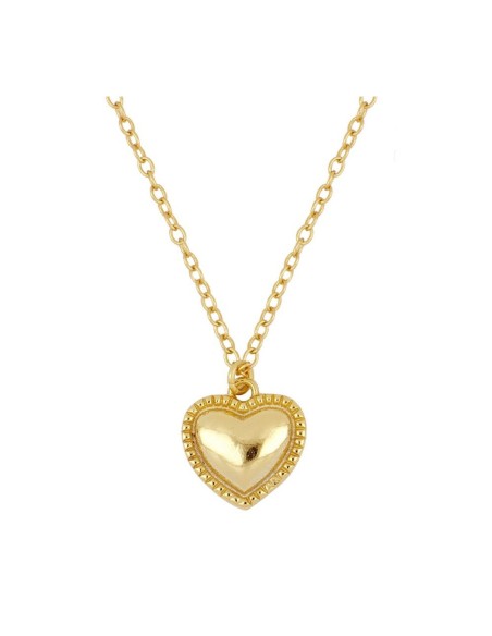 COLLAR CON COLGANTE CORAZON EN RELIEVE PLATA DORADA