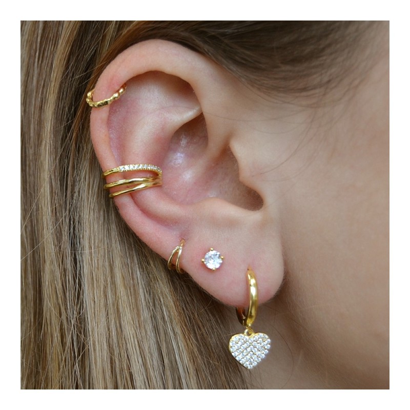 copy of PENDIENTES  ROMY ARO CON COLGANTE DE CORAZÓN Y CIRCONITAS EN PLATA 925 Y BAÑO DE ORO 2