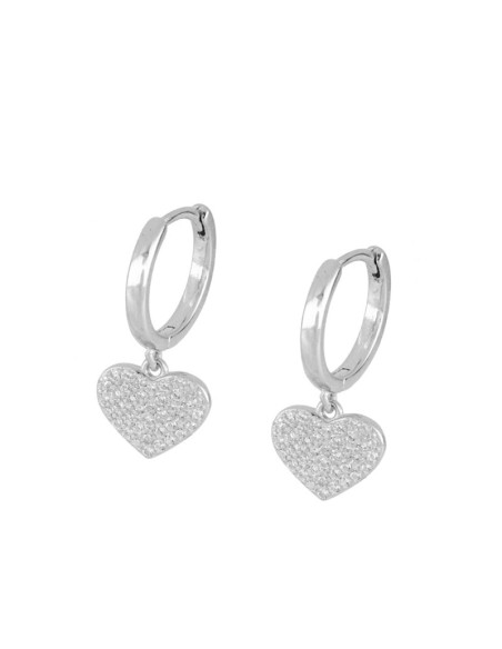 PENDIENTES  ROMY ARO CON COLGANTE DE CORAZÓN Y CIRCONITAS EN PLATA 925