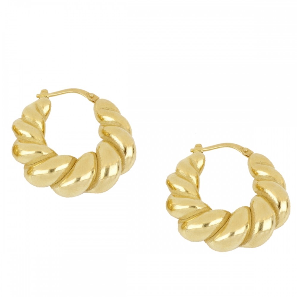 PENDIENTES DE ARO TWIST CON DISEÑO ENTRELAZADO EN PLATA 925 BAÑADA EN ORO