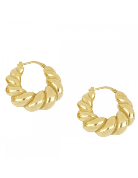 PENDIENTES DE ARO TWIST CON DISEÑO ENTRELAZADO EN PLATA 925 BAÑADA EN ORO