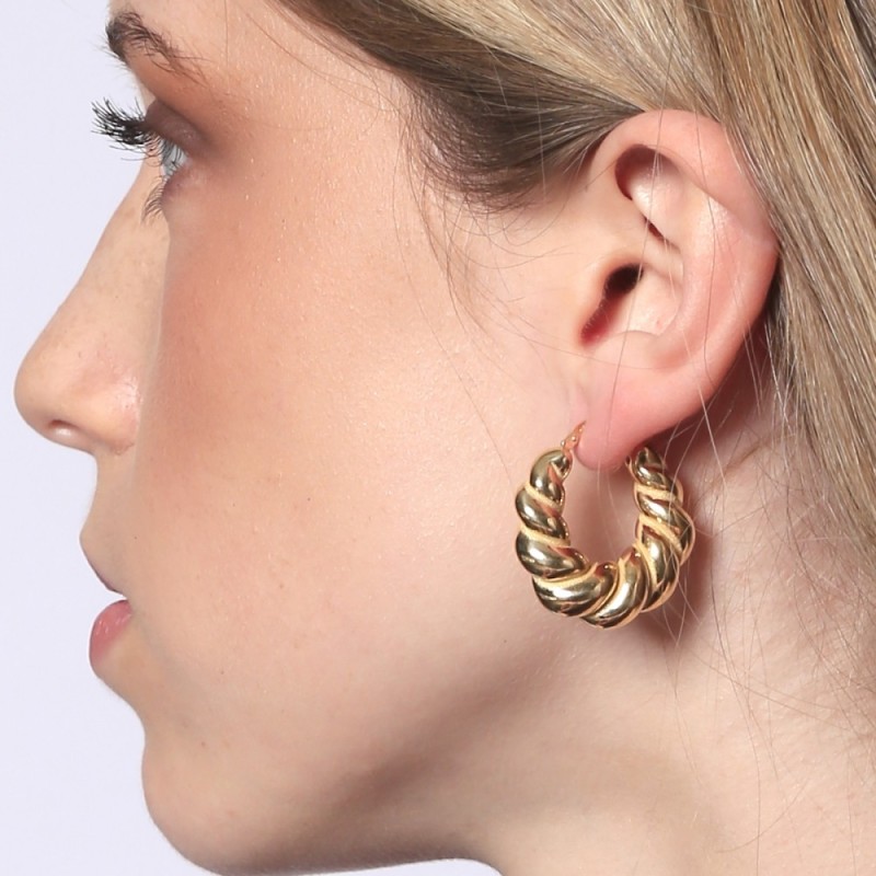 PENDIENTES DE ARO TWIST CON DISEÑO ENTRELAZADO EN PLATA 925 BAÑADA EN ORO 2