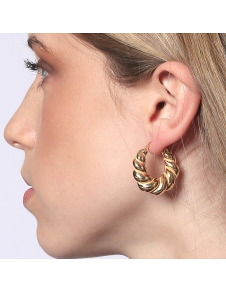 PENDIENTES DE ARO TWIST CON DISEÑO ENTRELAZADO EN PLATA 925 BAÑADA EN ORO