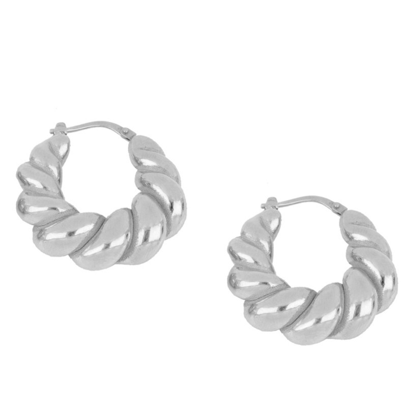 PENDIENTES DE ARO TWIST CON DISEÑO ENTRELAZADO EN PLATA 925 RODIADA