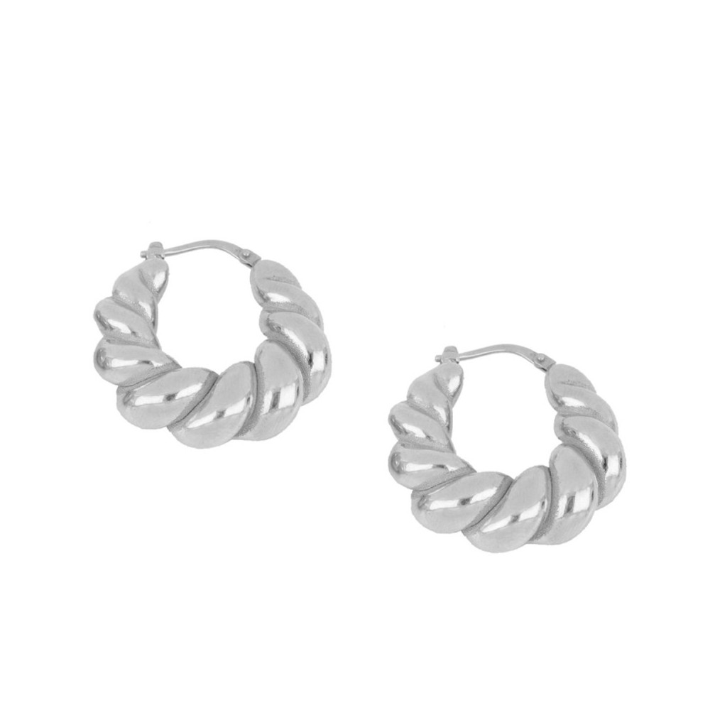 PENDIENTES DE ARO TWIST CON DISEÑO ENTRELAZADO EN PLATA 925 RODIADA