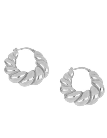 PENDIENTES DE ARO TWIST CON DISEÑO ENTRELAZADO EN PLATA 925 RODIADA