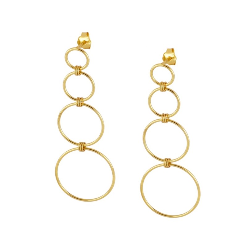 PENDIENTES ARO CASCADA DORADA EN PLATA 925 BAÑADA EN ORO