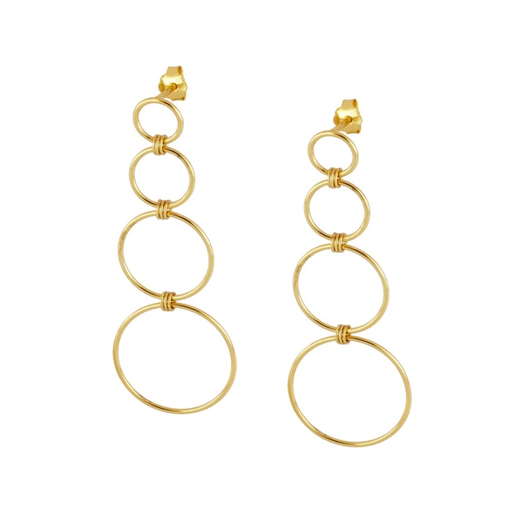 PENDIENTES ARO CASCADA DORADA EN PLATA 925 BAÑADA EN ORO