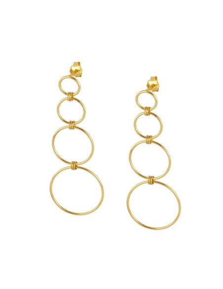 PENDIENTES ARO CASCADA DORADA EN PLATA 925 BAÑADA EN ORO