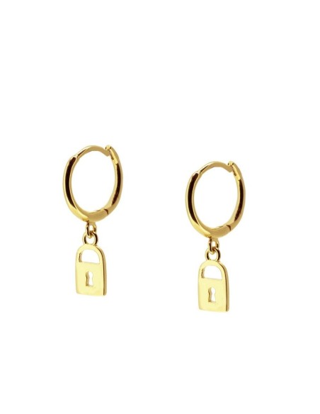 PENDIENTES LOCK CHARM DE PLATA 925 BAÑADA EN ORO