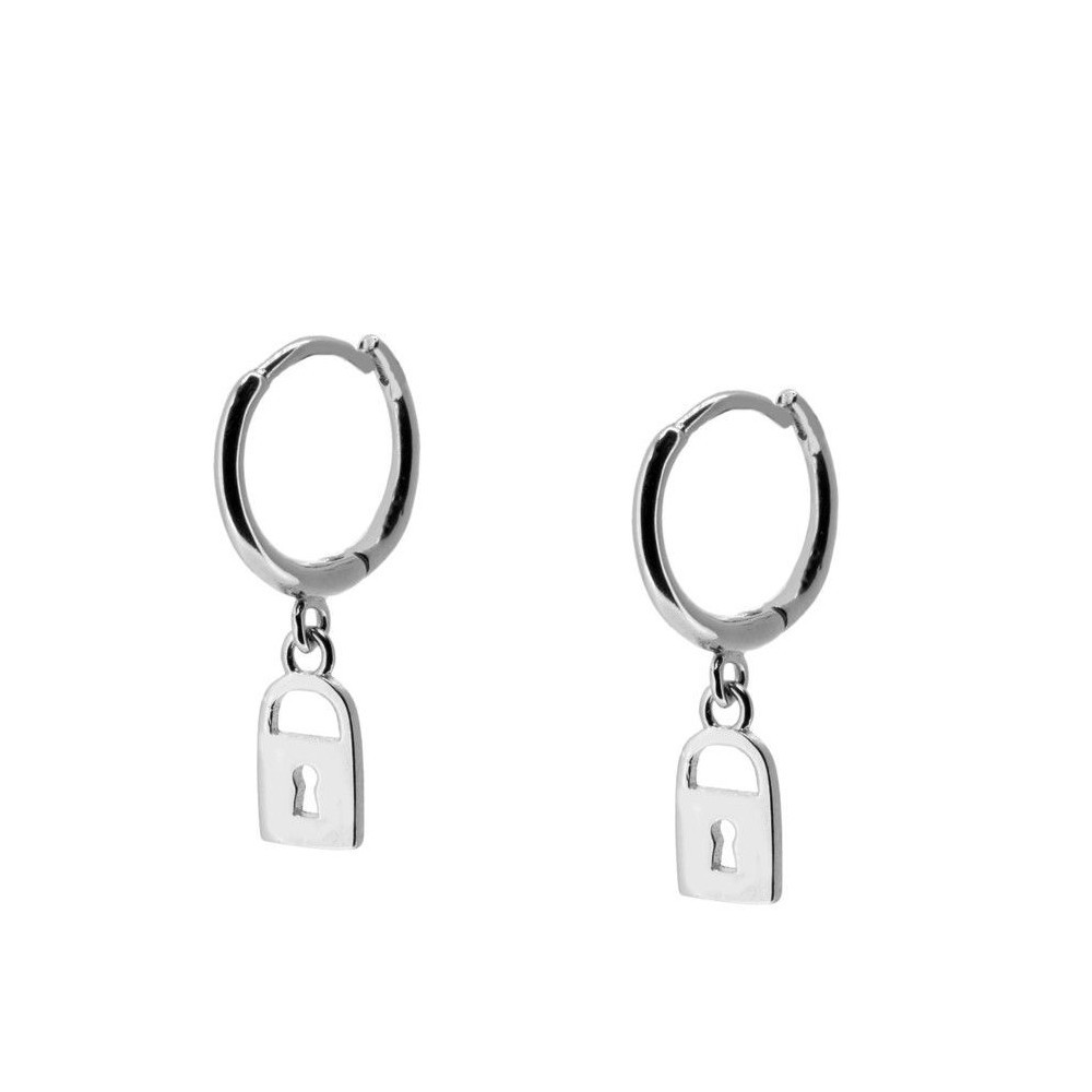 PENDIENTES LOCK CHARM DE PLATA 925 RODIADA