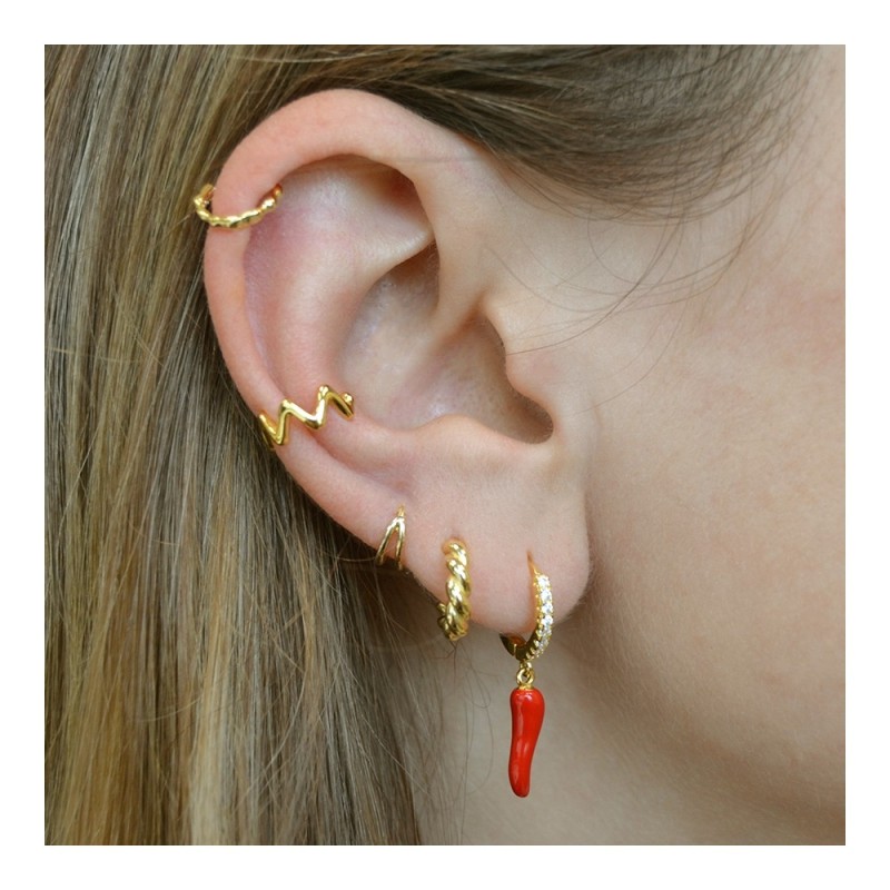 PENDIENTES CURNICIELLO NAPOLITANO DE PLATA RODIADA 2