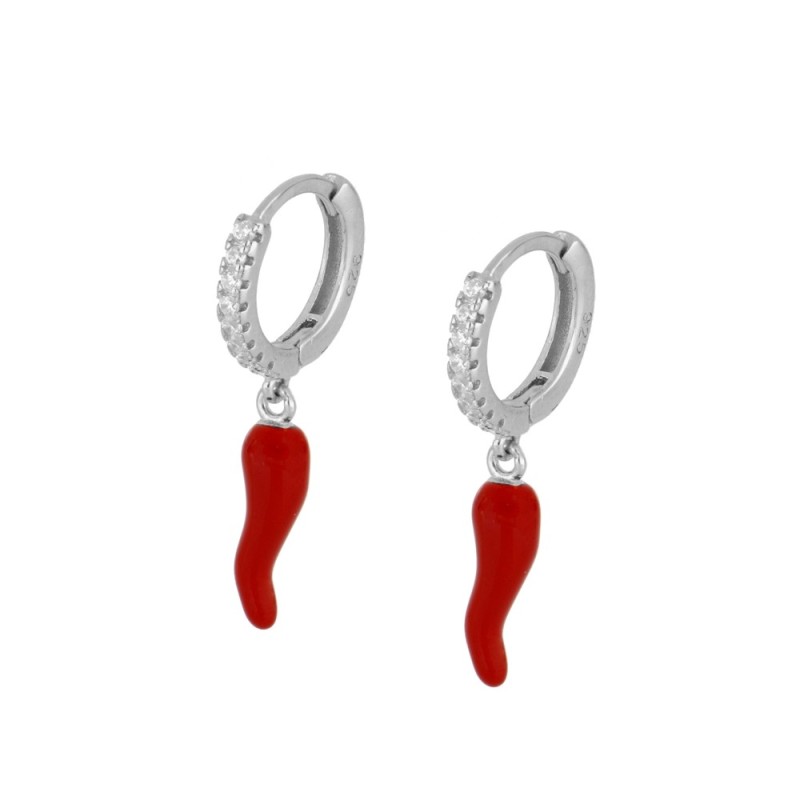 PENDIENTES CURNICIELLO NAPOLITANO DE PLATA RODIADA