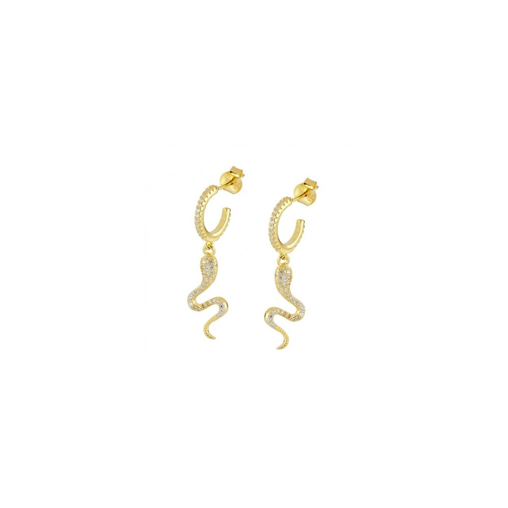 PENDIENTES SERPIENTE  DE LUXE DE PLATA 925 BAÑADA EN ORO