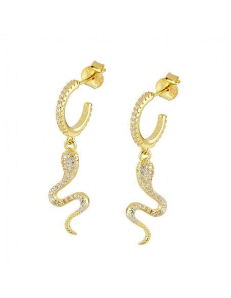 PENDIENTES SERPIENTE  DE LUXE DE PLATA 925 BAÑADA EN ORO