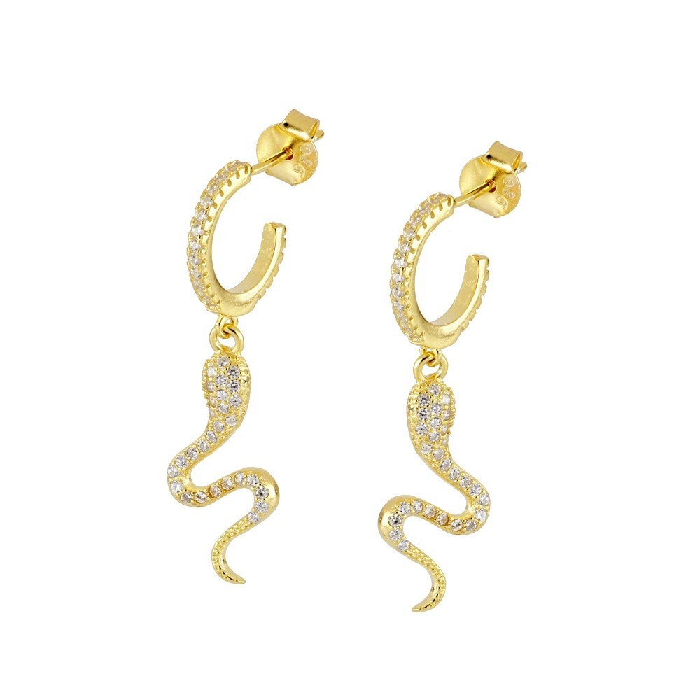 PENDIENTES SERPIENTE  DE LUXE DE PLATA 925 BAÑADA EN ORO