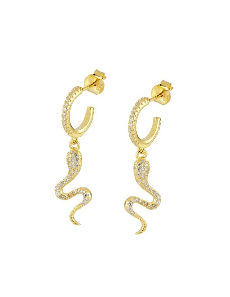 PENDIENTES SERPIENTE  DE LUXE DE PLATA 925 BAÑADA EN ORO