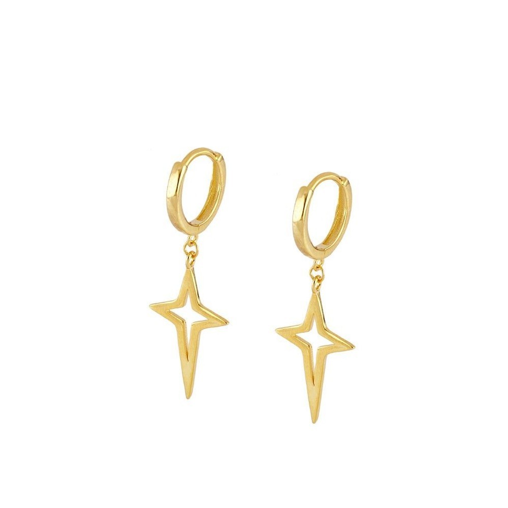 PENDIENTES "CRUZ ESTELAR" DE PLATA 925 BAÑADA EN ORO