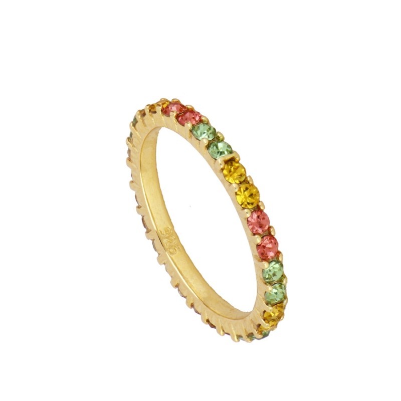 ANILLO TOTAL CIRCONITA BLANCAS GRANDES - PLATA 925 DORADA
