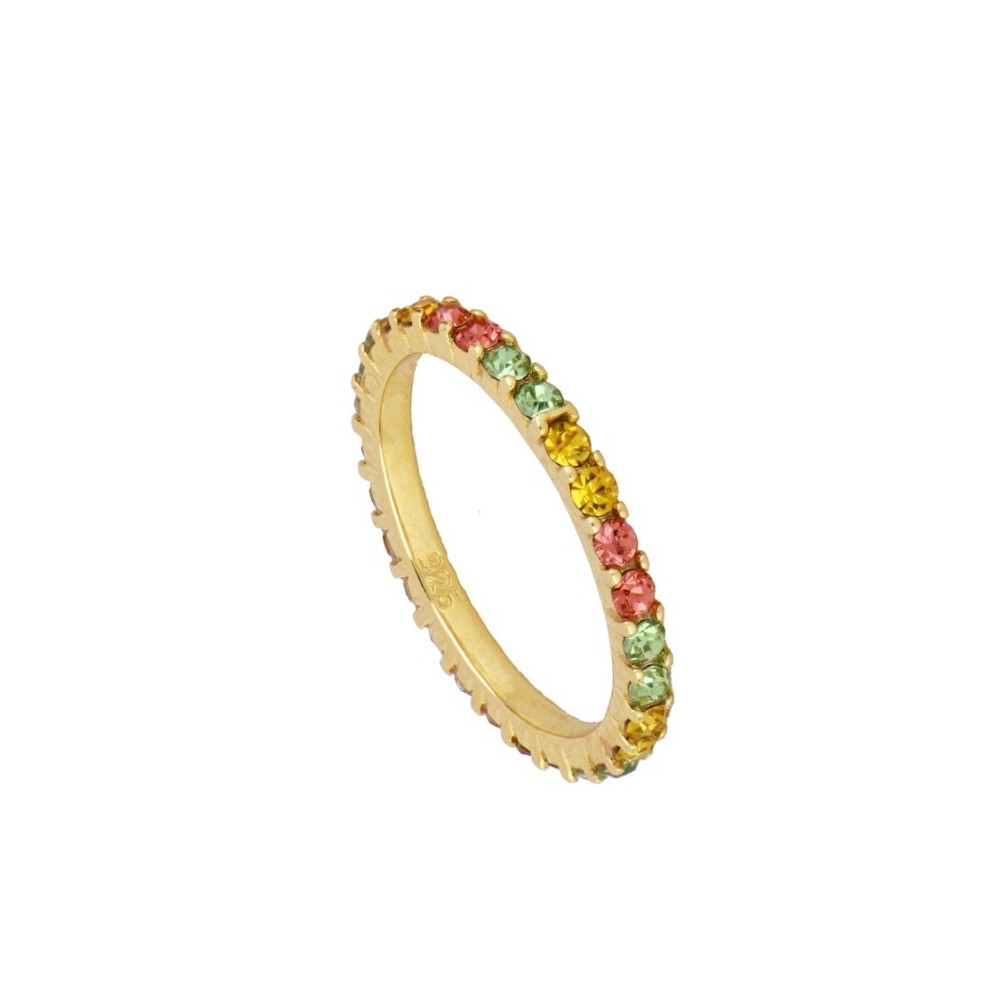 ANILLO TOTAL CIRCONITA BLANCAS GRANDES - PLATA 925 DORADA