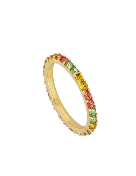 ANILLO TOTAL CIRCONITA BLANCAS GRANDES - PLATA 925 DORADA